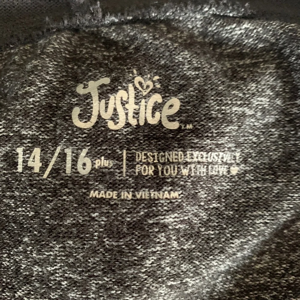 Justice Soft Lightweight Grey Hoodie with Front Pocket Size 14/16 Plus